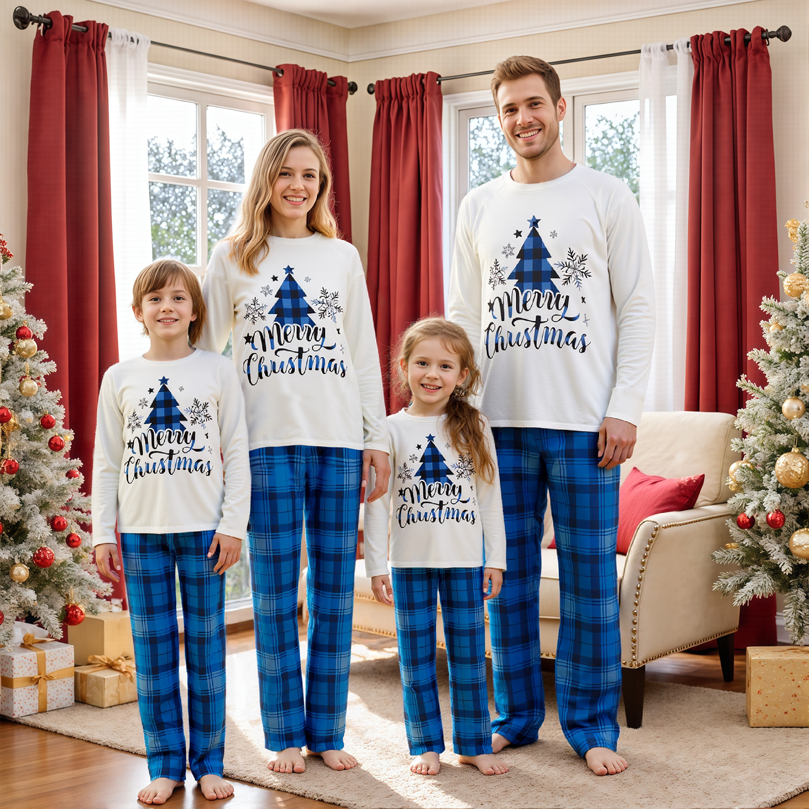 Family Matching Christmas Paja - Family Tree Print reseña y precio
