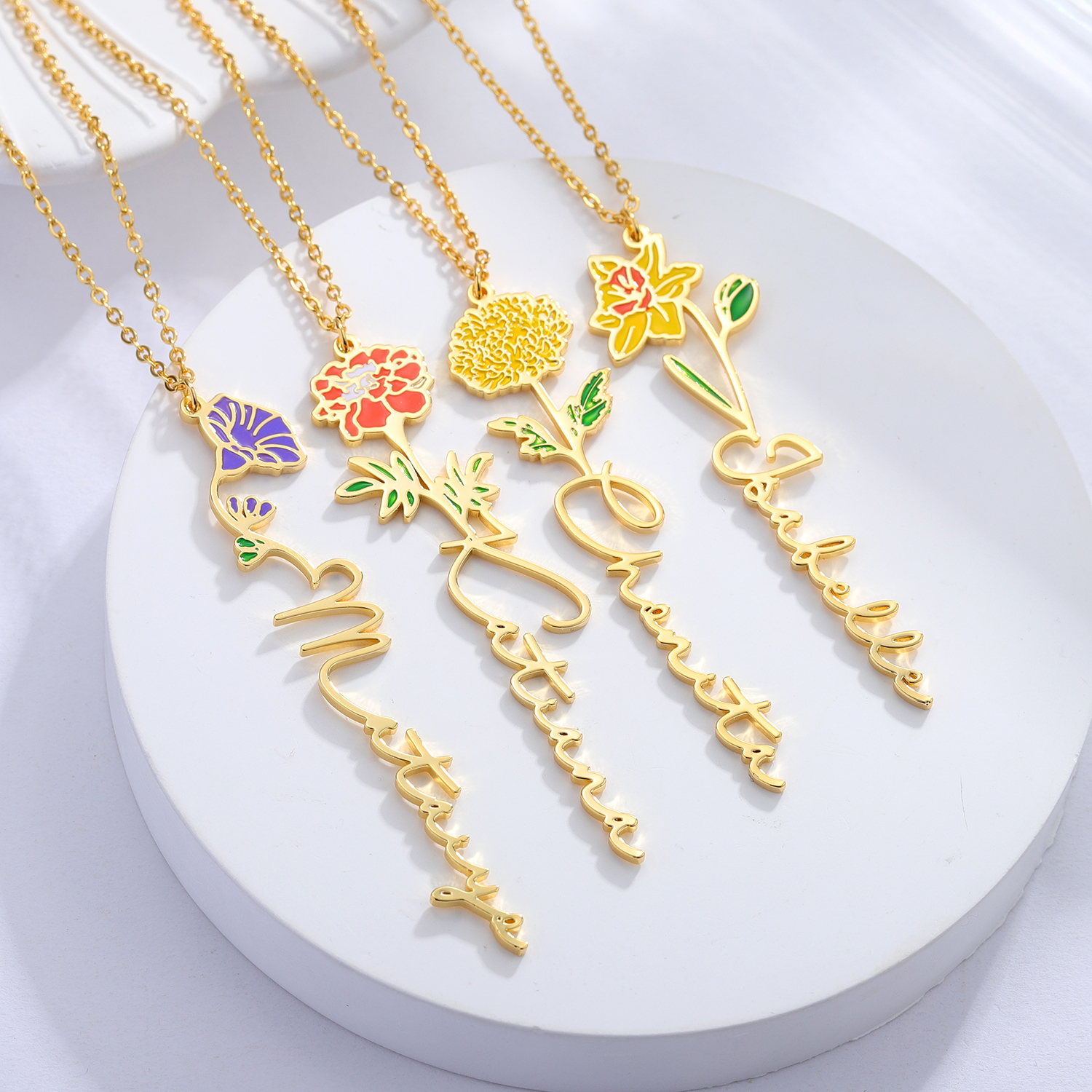 Personalized Name Necklace Wit - Birth Flower Necklace reseña y precio