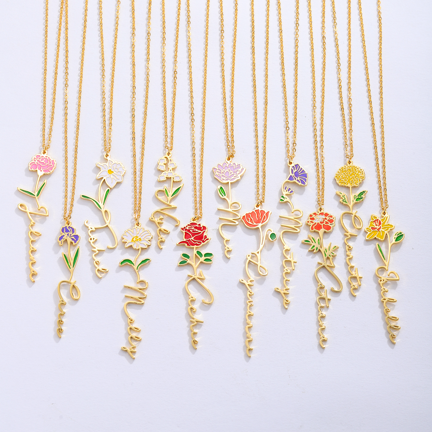 Personalized Name Necklace Wit - Birth Flower Necklace reseña y precio