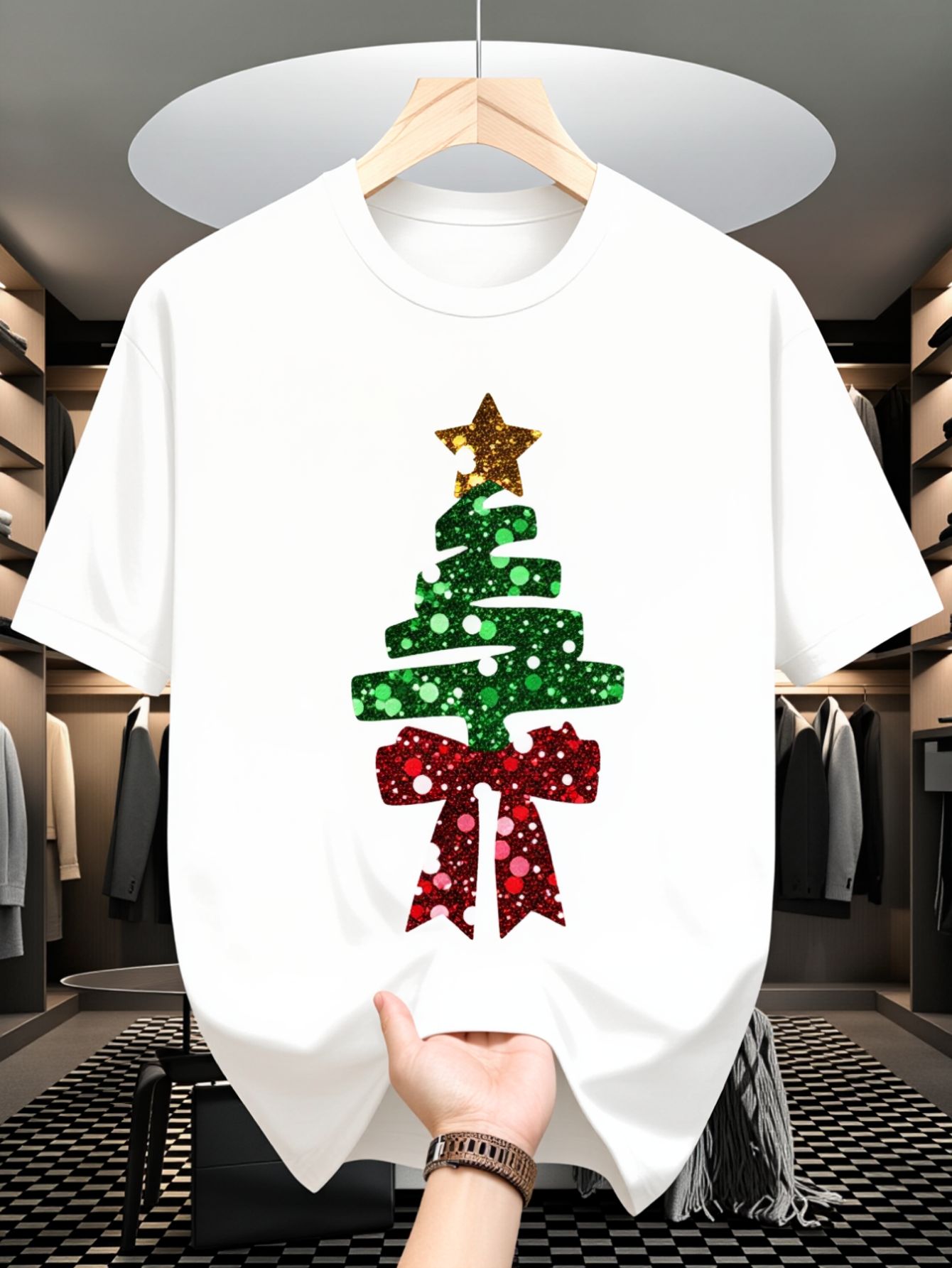 Men's T-Shirt, Christmas Tree  - Family Tree Print reseña y precio