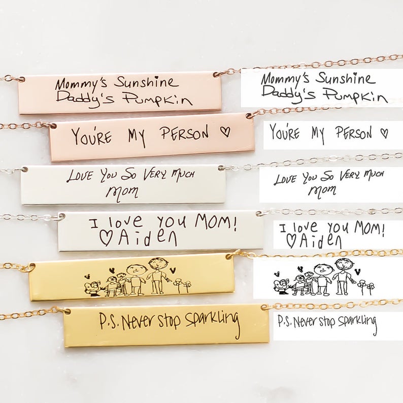 Personalized Custom Actual Han - Handwriting Necklace Bar reseña y precio
