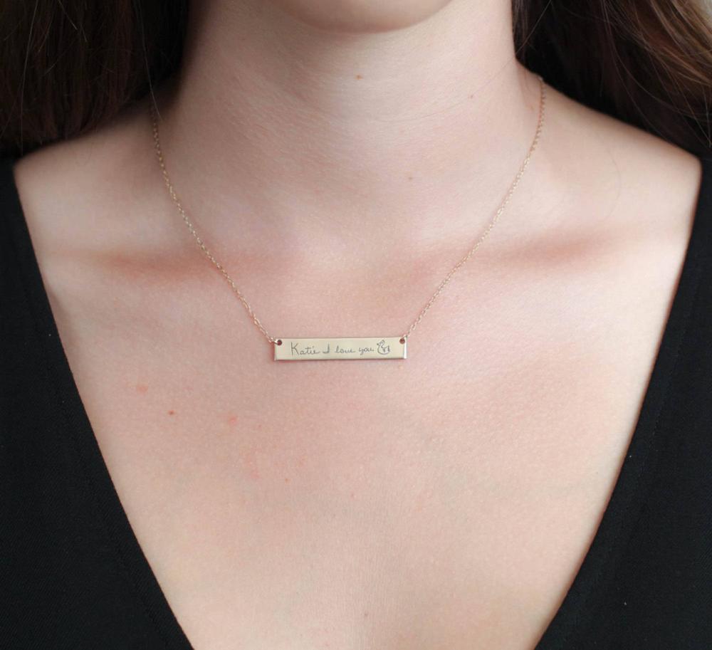 Personalized Custom Actual Han - Handwriting Necklace Bar reseña y precio