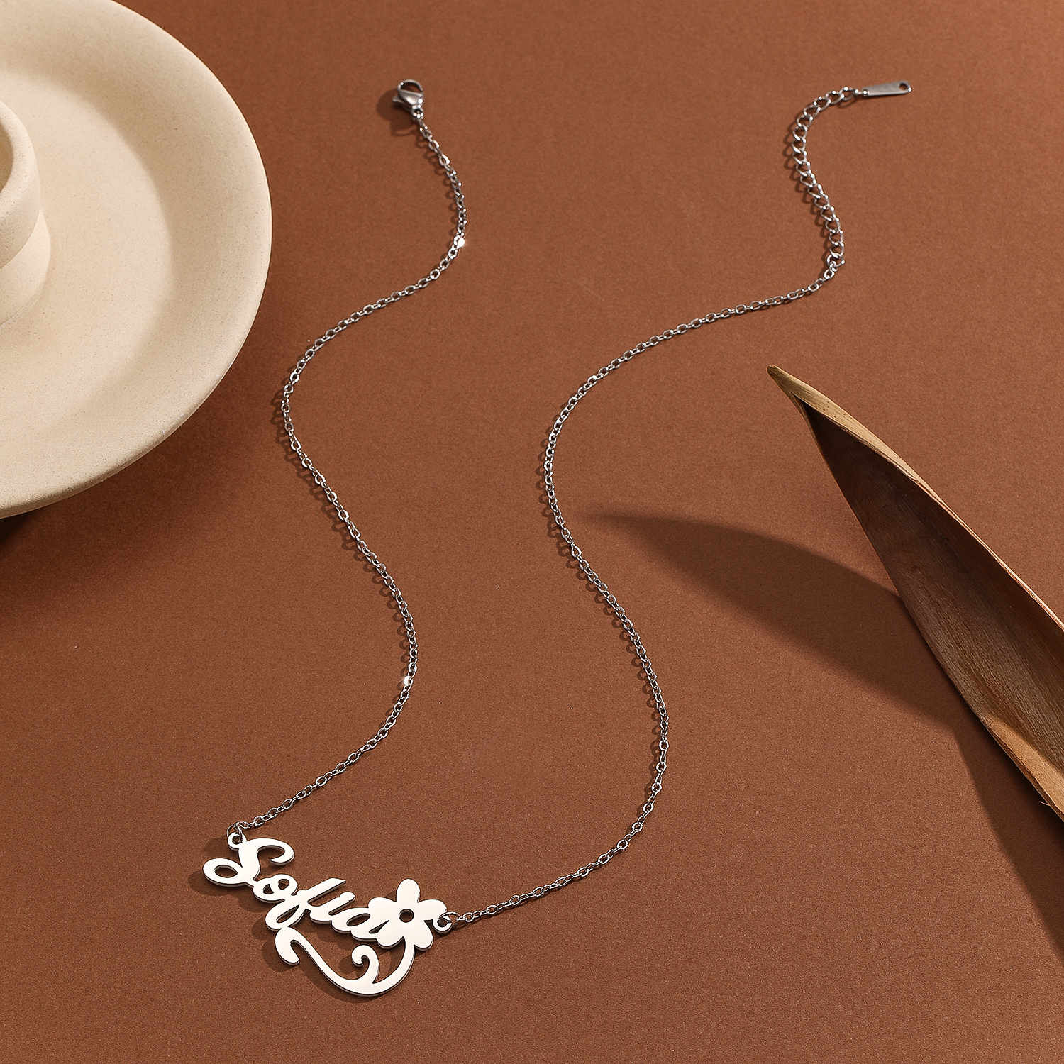 Stainless Steel Flower Letter  - Name Necklace Custom reseña y precio