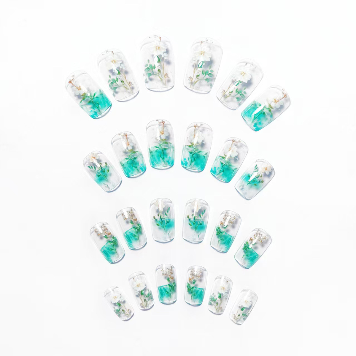 Medium fake nails for women gi - Pressed Flower Art reseña y precio