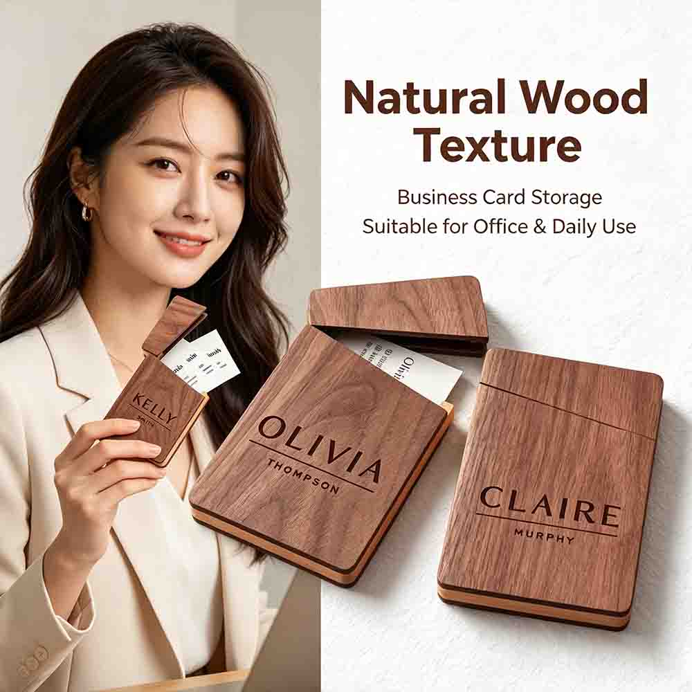 Business Card Holder Wooden Of - Personalized Name Box reseña y precio
