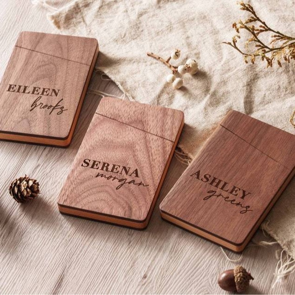 Business Card Holder Wooden Of - Personalized Name Box reseña y precio
