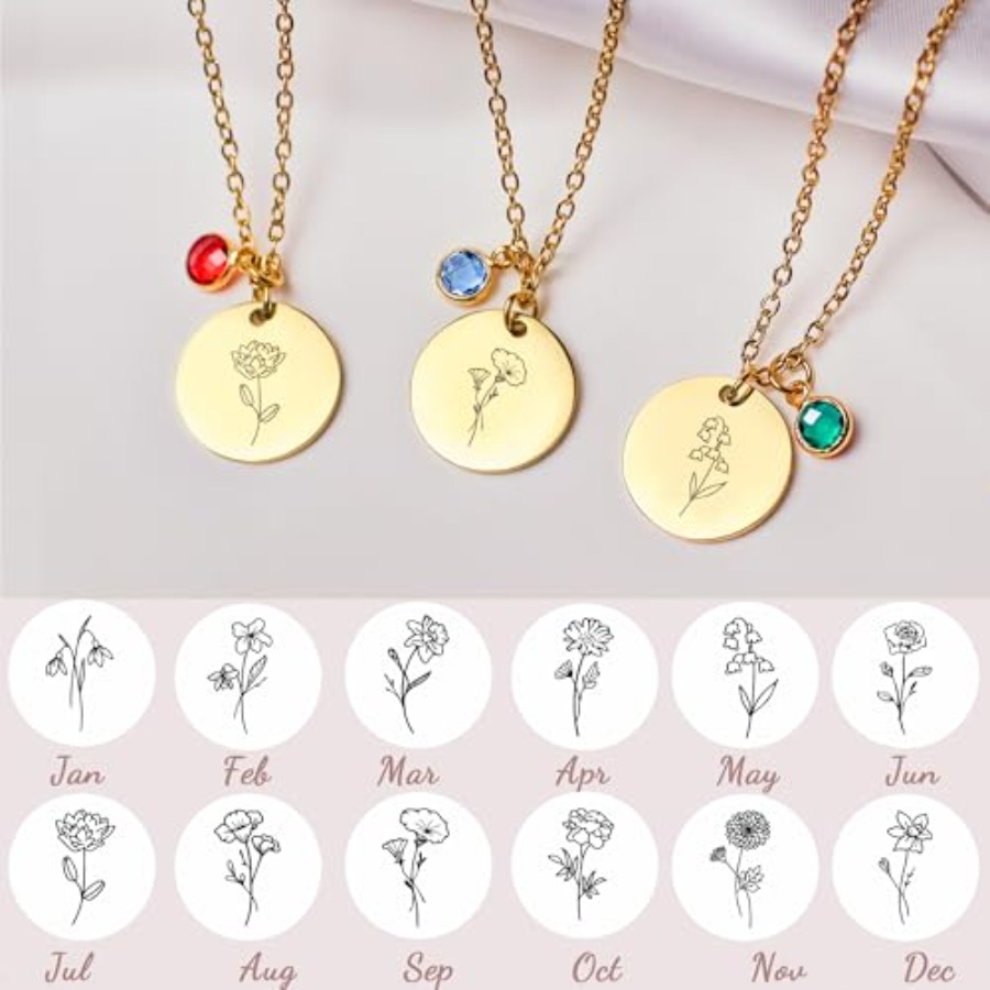Birth Flower Necklaces for Wom - Birth Flower Necklace reseña y precio