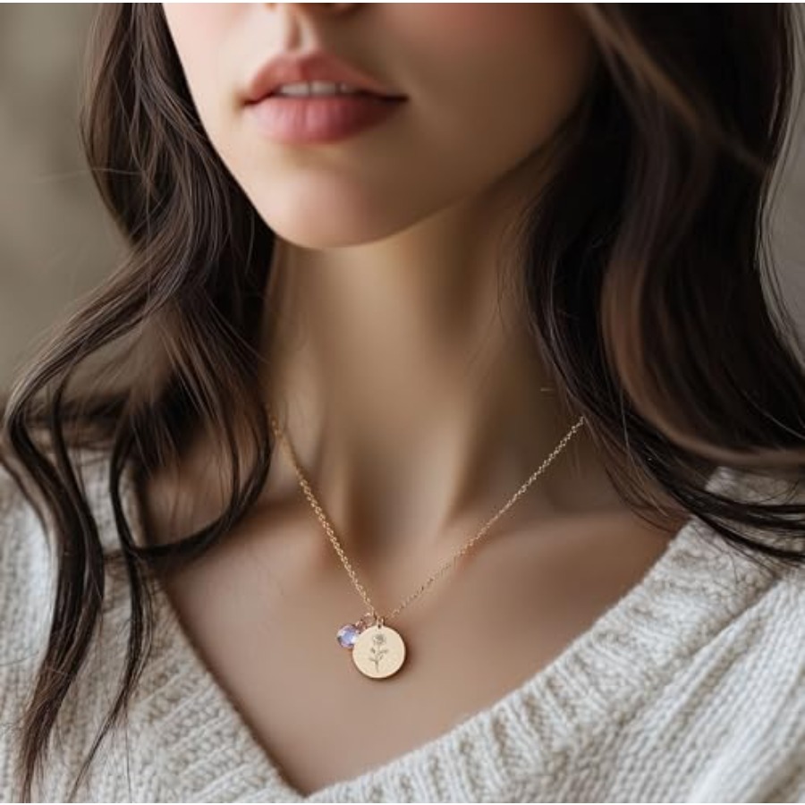 Birth Flower Necklaces for Wom - Birth Flower Necklace reseña y precio