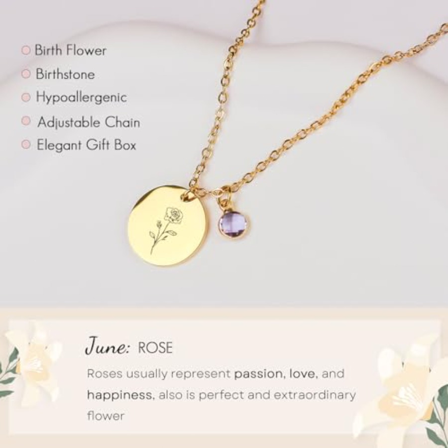 Birth Flower Necklaces for Wom - Birth Flower Necklace reseña y precio