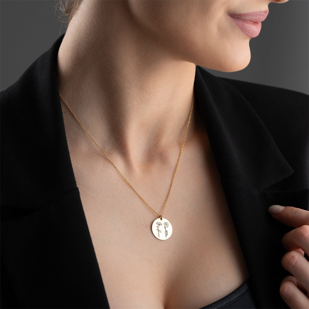 Family Birth flower Necklace C - Birth Flower Necklace reseña y precio