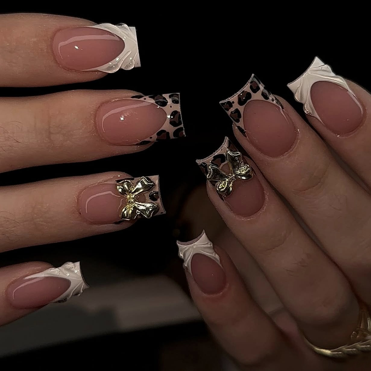 Short square fake nails for wo - Pressed Flower Art reseña y precio