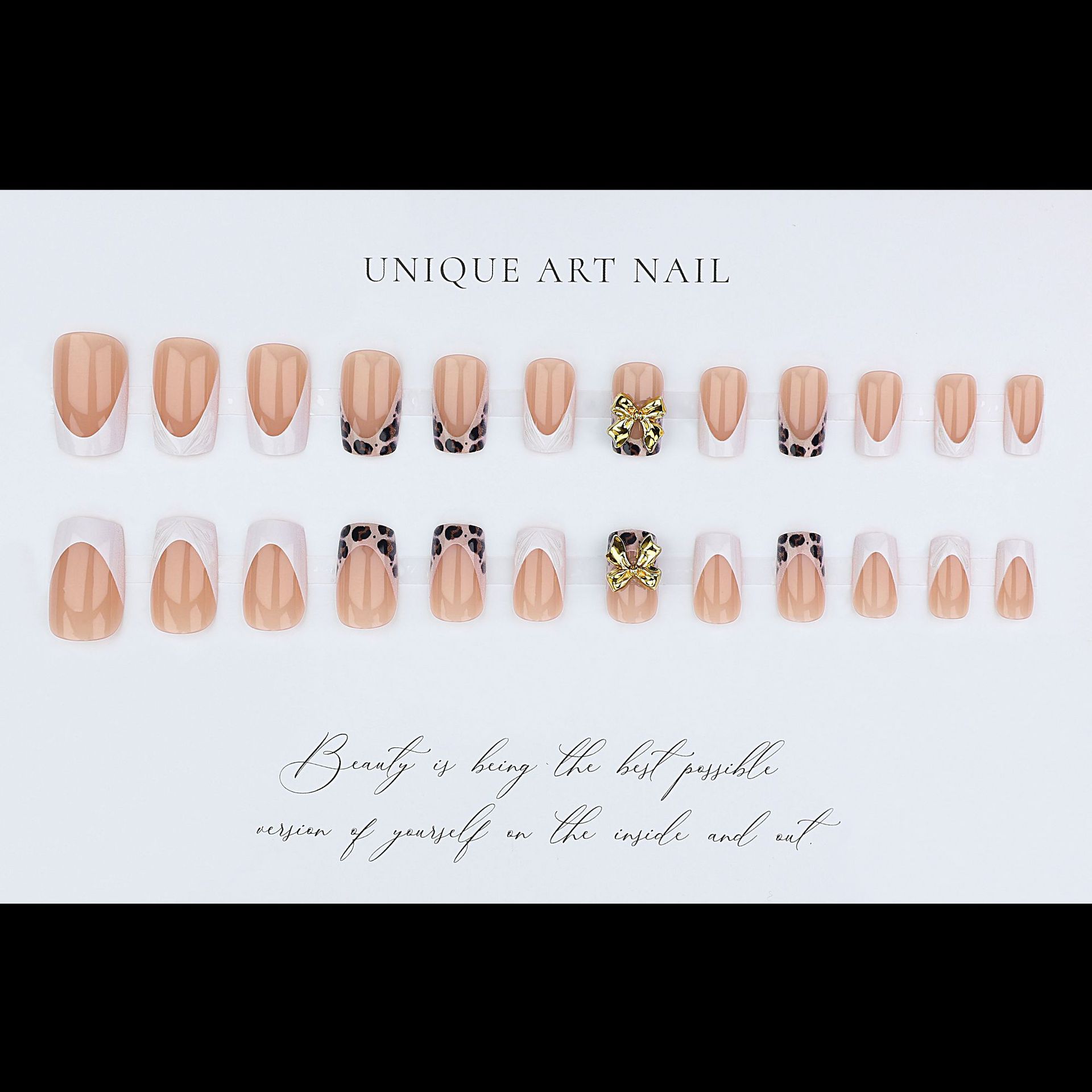 Short square fake nails for wo - Pressed Flower Art reseña y precio