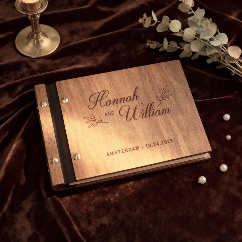 Personalized Wooden Wedding Gu - Custom Photo Book reseña y precio
