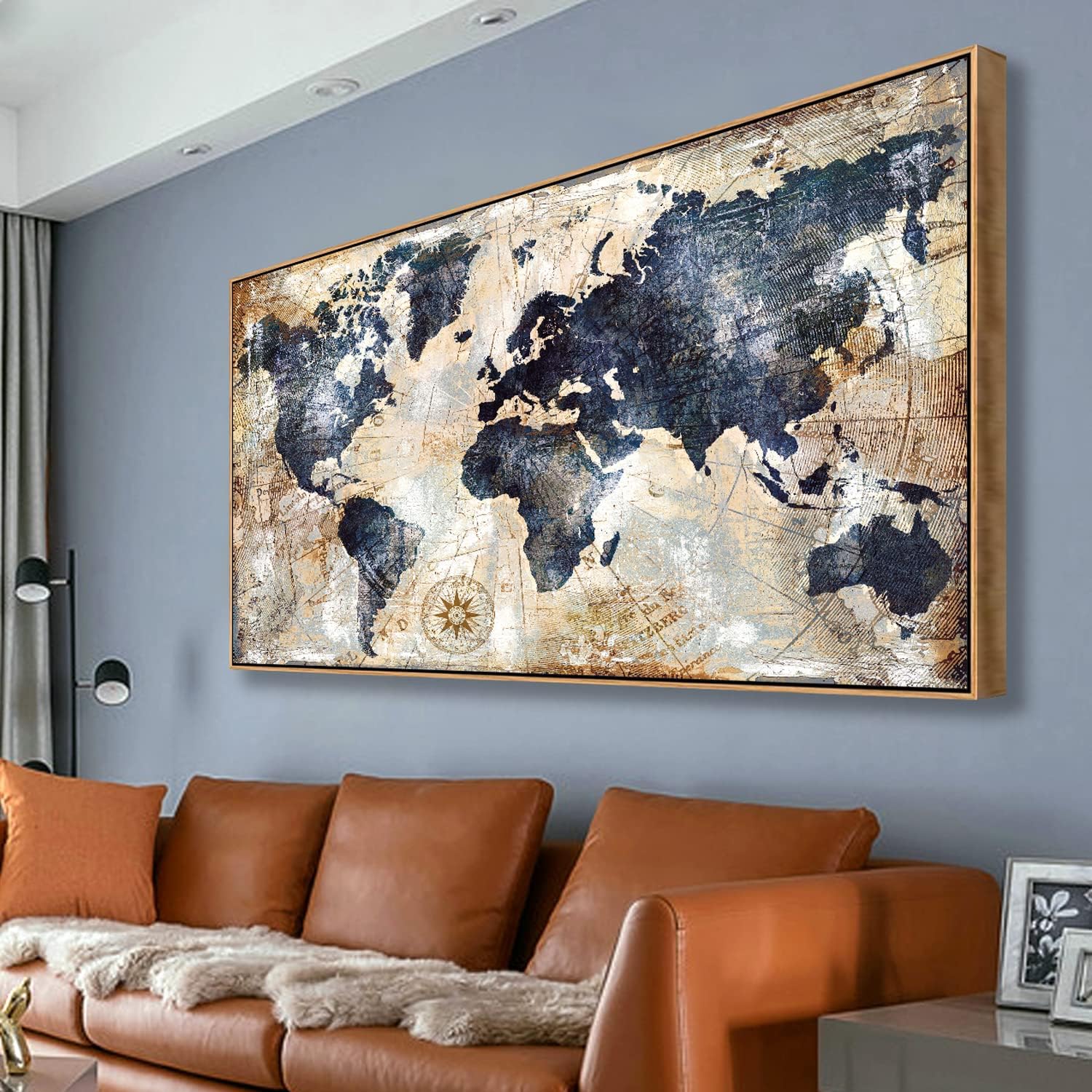 Framed World Map Wall Art Prin - Custom Star Map reseña y precio