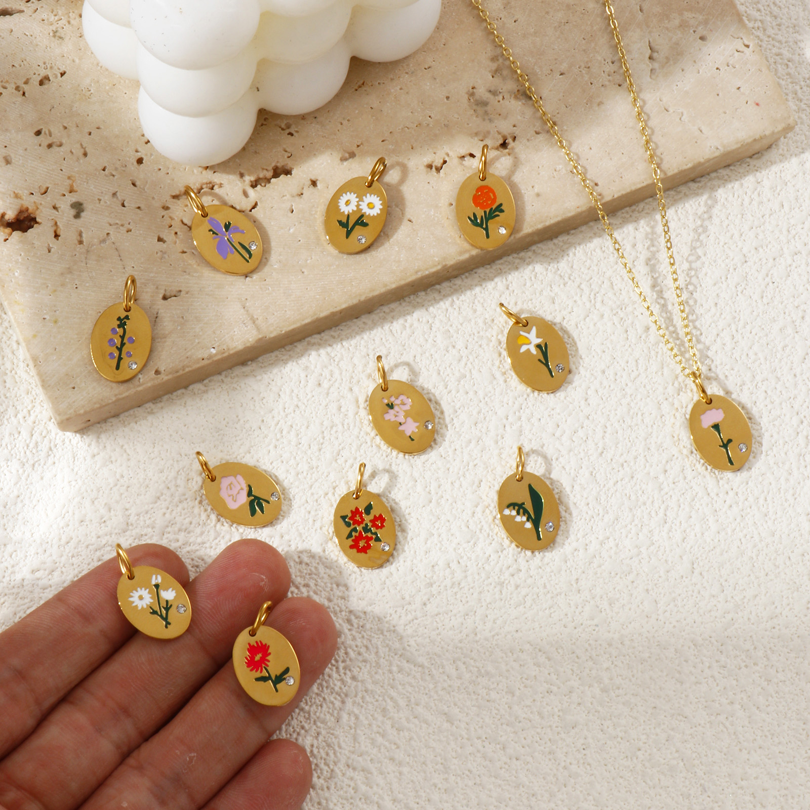 1 Piece 304 Stainless Steel Bi - Birth Flower Necklace reseña y precio
